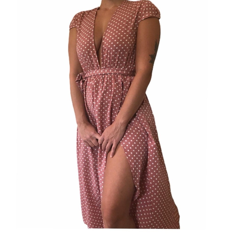 PrettyLittleThing Pink Polka Dot Dress